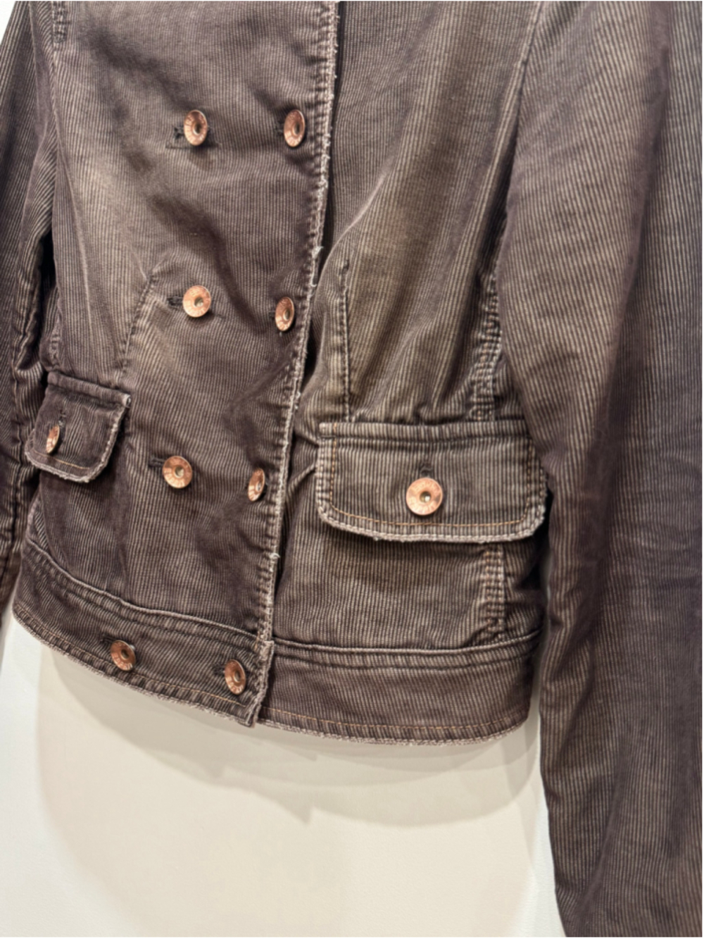 Y2K Esprit Brown Corduroy Military Utility Jacket Size S - Picture 3 of 10